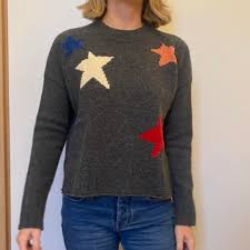 Madewell Dark Gray w Stars Long Sleeve Sweater XS